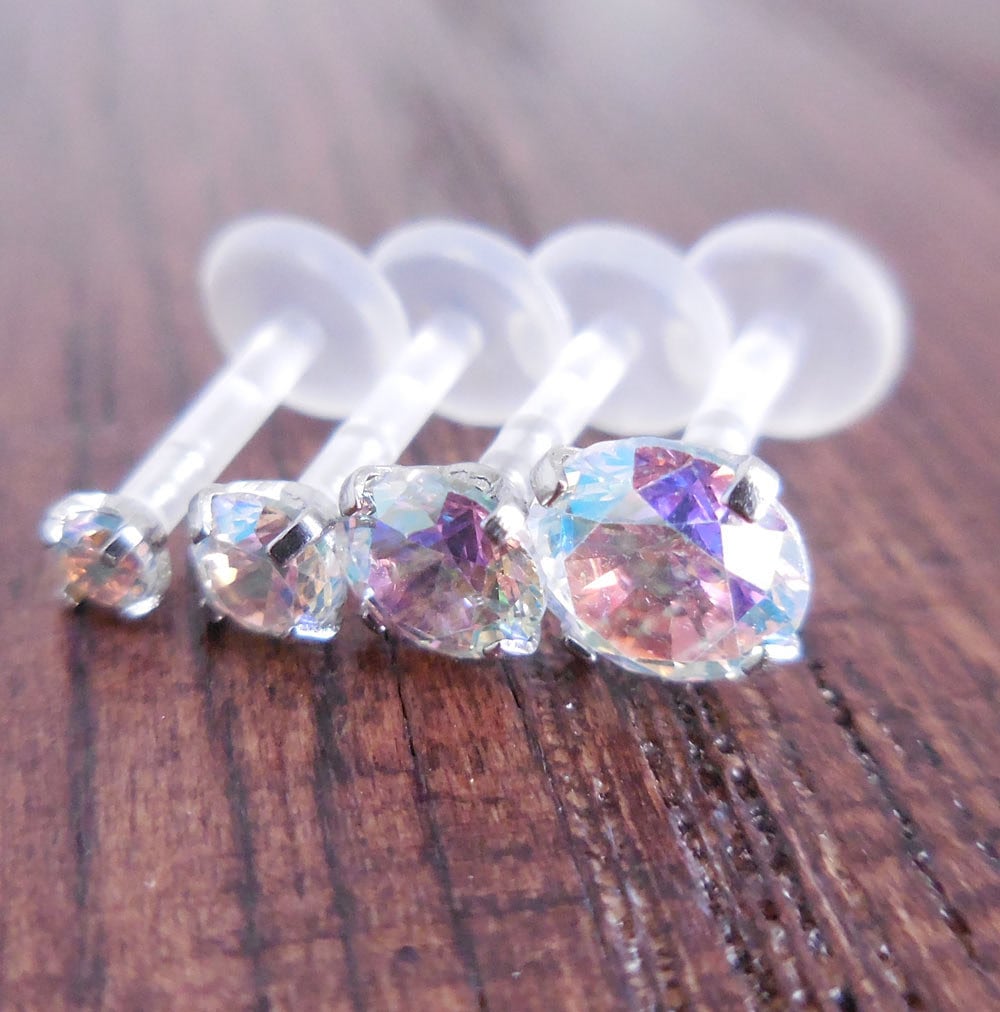 16G 6mm, 8mm Triple Forward Helix BioFlex BioPlast 2-5mm Prong Set Aur ...