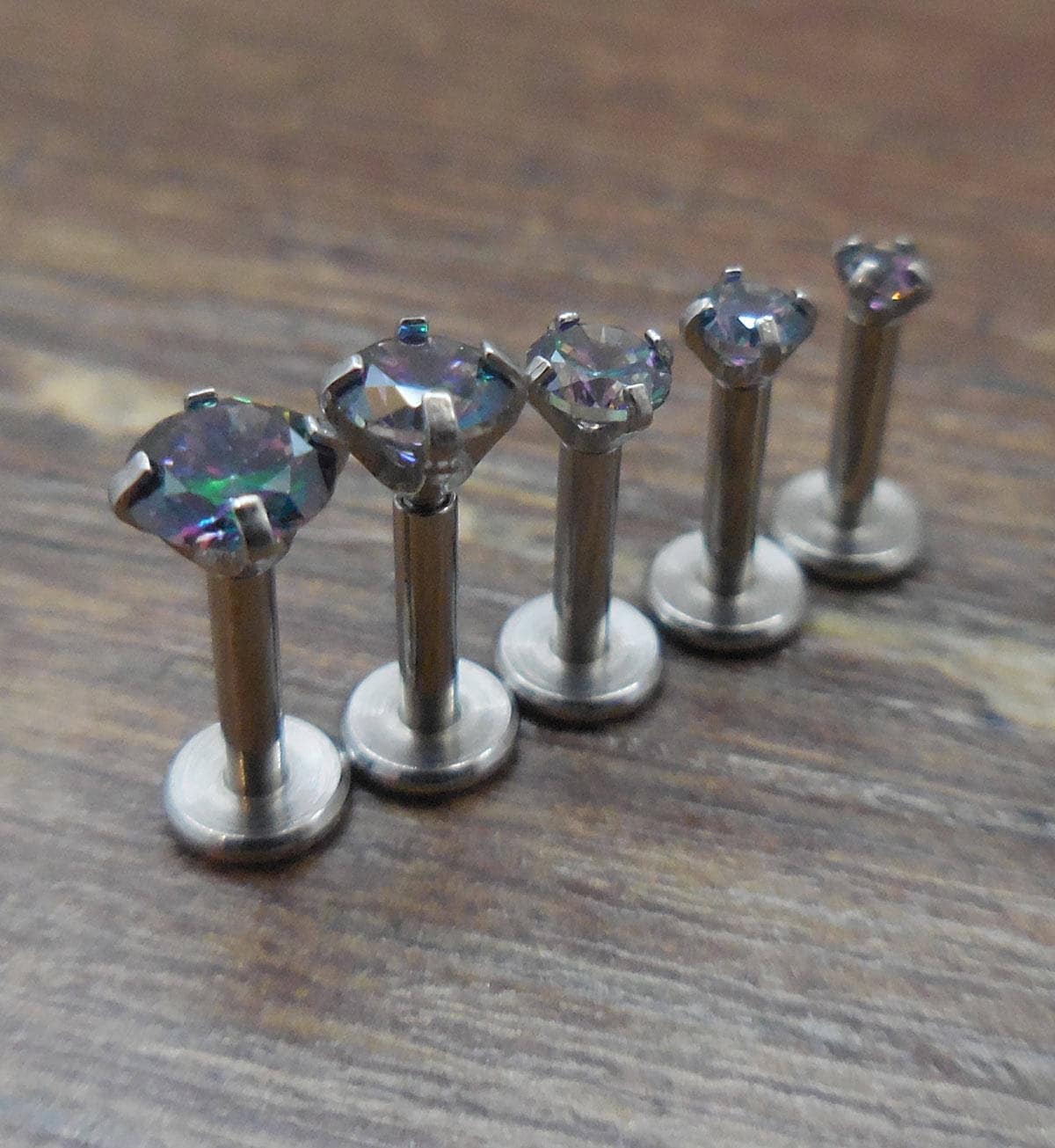 16G 2-4mm Unique Dark Prism Earrings Cartilage Jewelry Stud Stainless Steel
