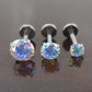Rainbow Crystal 18G 1/4" 6mm  2,3,4 or 5mm Prong Set CZ Stones Tragus Jewelry Cartilage Earrings Triple Forward Helix Piercing Nose Rings