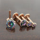 Gold Tone Rainbow Crystal 18G 1/4" 6mm  2,3,4 or 5mm Prong Set CZ Tragus Cartilage Earring Triple Forward Helix Piercing Nose Rings Stud