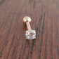 Rose Gold Tone Clear Prong Set Cubic Zirconia 16G 1/4" 2-5mm Ball Back Triple Forward Helix Tone Ear Cartilage Earrings