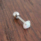 New White Fire & Ice Opal 18G 1/4" 2-5mm Ball Back Triple Forward Helix Stainless Steel Ear Cartilage Earrings
