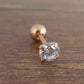18G Rose Gold Tone Triple Helix Ball Back Tragus Cartilage Earring Ear Rings 2-5mm 1/4" Body Jewelry Prong Set Clear CZ Stone