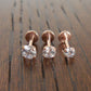 Tragus Threadless Push Pin 6mm-8mm Nose Ring 18g Prong Set Clear CZ 2-4mm Cartilage Earrings Rose Gold Tone Labret Triple Forward Helix