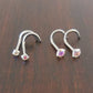 Pair 2mm or 3mm Prong Set Screws Nose Rings Many Colors Stainless Steel Rainbow Prism AB Crystal CZ 20G or 18G