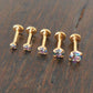 18g 2-4mm Tragus Threadless Push Pin 6mm-8mm Dark Prism Rainbow Stone Gold Tone Labret Triple Helix Prong Set Nose Ring Cartilage Earrings