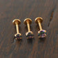 18g 2-4mm Tragus Threadless Push Pin 6mm-8mm Dark Prism Rainbow Stone Gold Tone Labret Triple Helix Prong Set Nose Ring Cartilage Earrings