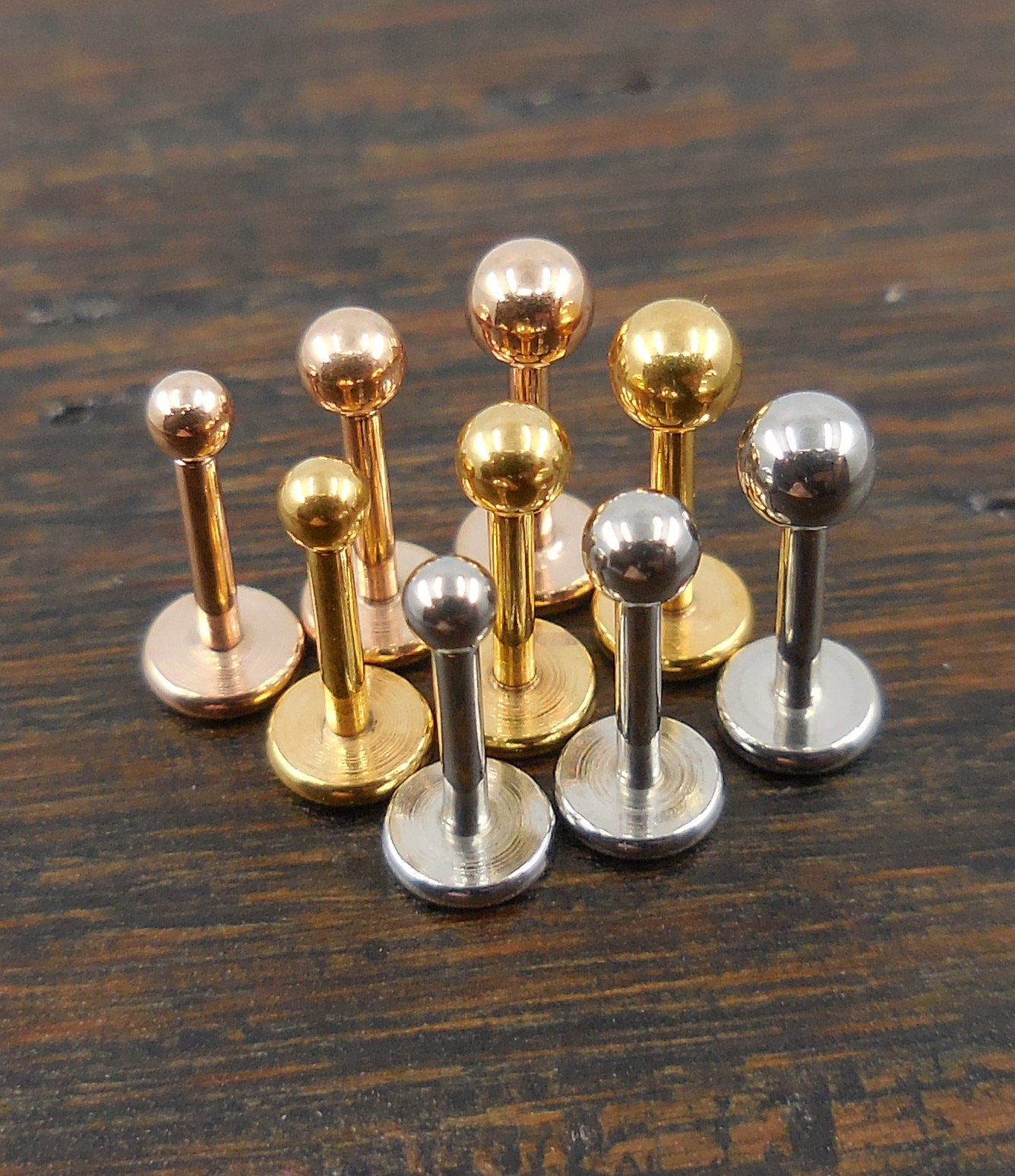 16G 18G 20G Threadless Push Pin Petite 2mm 2.5mm 3mm Ball Gold Stone Rose Helix Earring Cartilage Nose Stud Ring