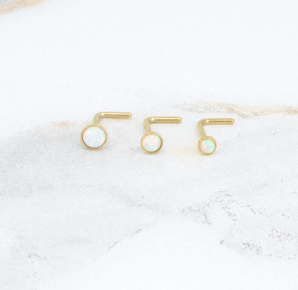 NEW 2, 2.5 or 3mm L Shape Nose Rings -Implant Grade Titanium- Small Petite Stud Gold Tone Jewelry 20G/18G -L Bend Nose Ring-