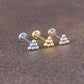 Small Triangle Cluster Labret Stud 16G, 18G, 20G Flatback Threadless Tragus Helix Push Pin Earrings Cartilage Flat Back Gold Tone Nose Stud